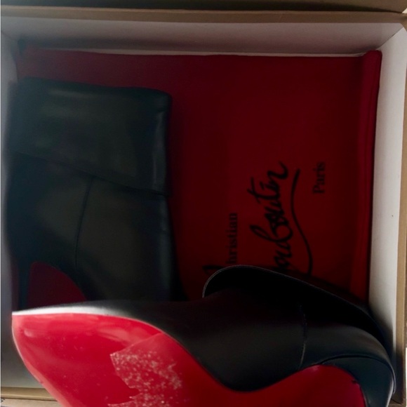 Christian Louboutin Black Leather Heeled Boots - Picture 2 of 3